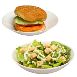Burger + Caesar Salad